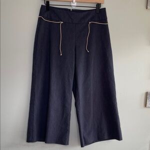 Mandee Black Wide-Leg Pants with Tan Drawstring